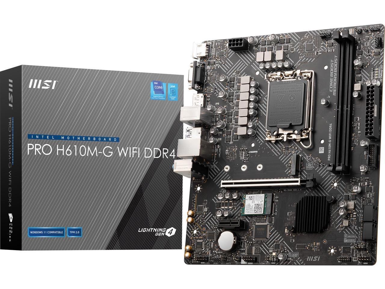 Msi Pro Pro H610M-G Wifi DDR4 Lga 1700 Intel H610 Sata 6Gb/s Micro Atx Motherboard