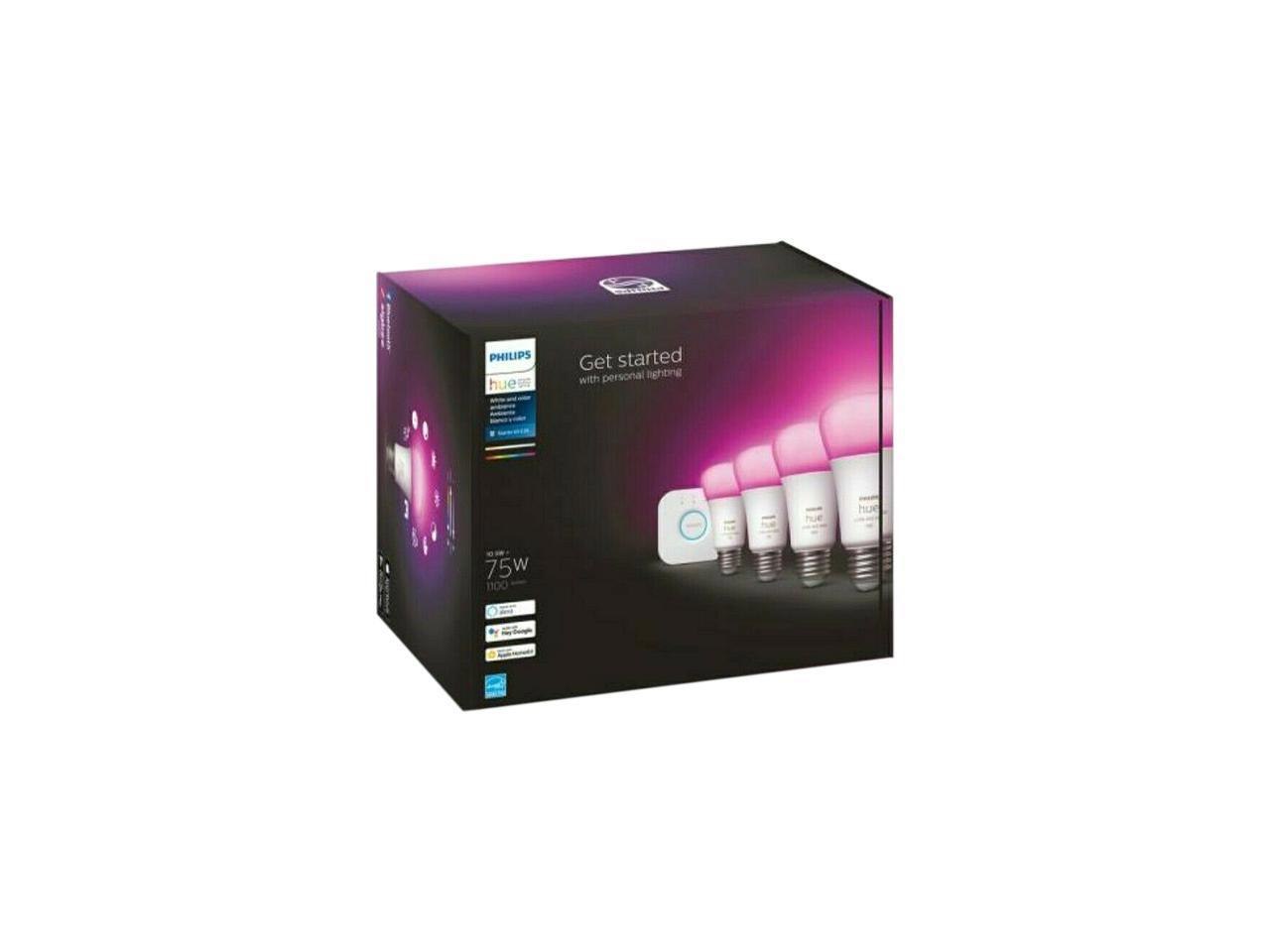 Philips Hue A19 Led Color Smart Bulb Starter Kit (75W 2021 Version)