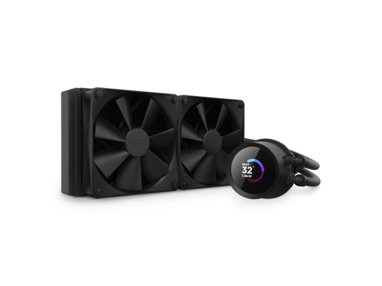 NZXT Kraken 240MM - RL-KN240-B1 – Aio Cpu Liquid Cooler - LCD Display - 2 X F120P Static Pressure Fan Radiator Fans Lga 1700 / Am5 Compatible