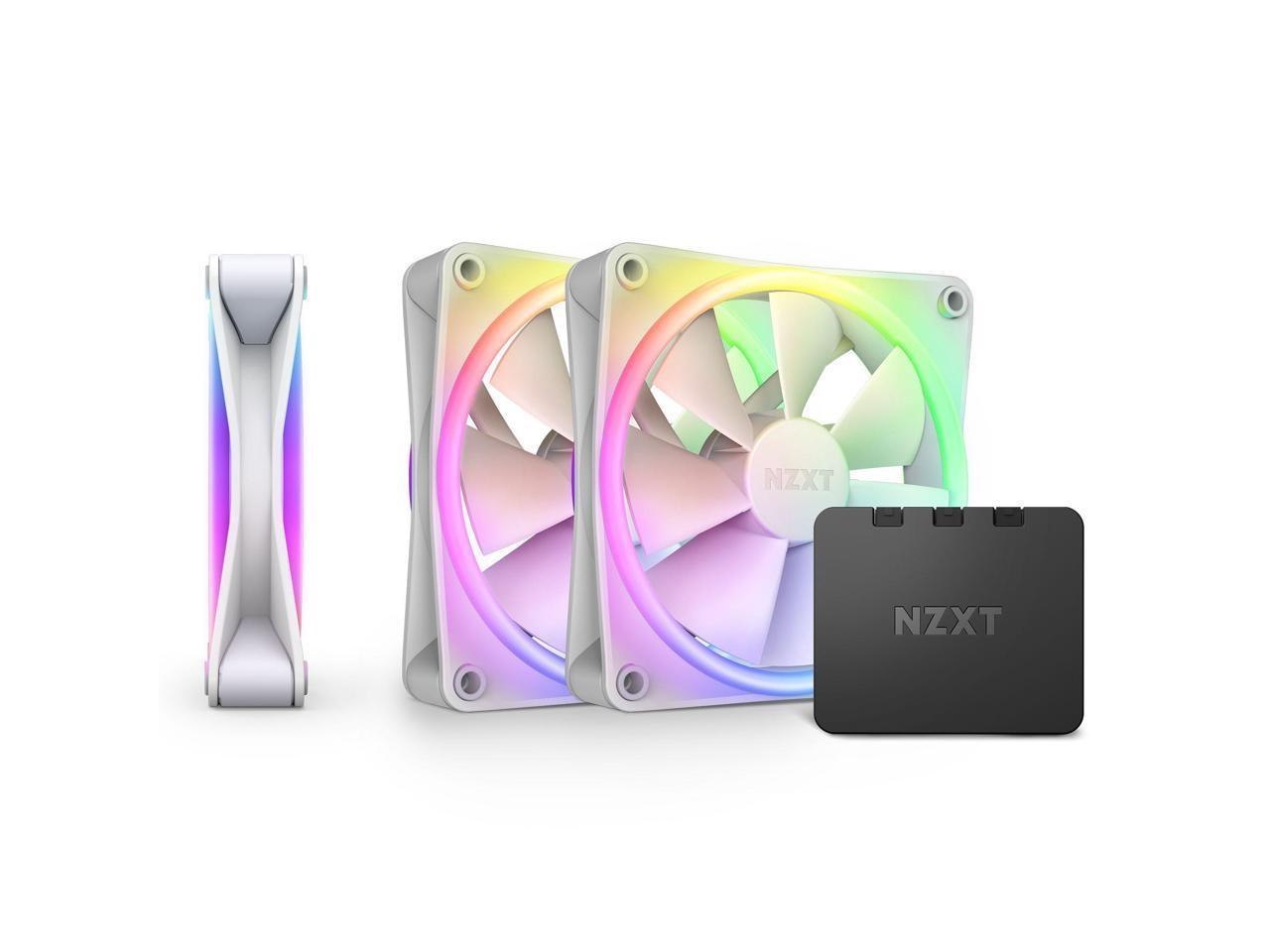 NZXT F120RGB Duo - 120MM Dual-Sided RGB Fan - Triple Pack (White) W/RGB Controller