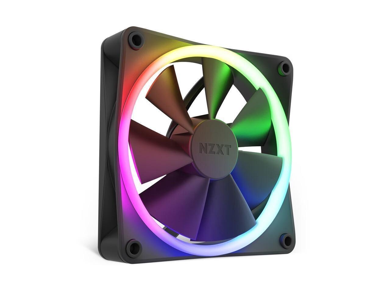 NZXT F120 RGB Fans - RF-R12SF-B1 - Advanced RGB Lighting Customization - Whisper Quiet Cooling - Single (RGB Fan & Controller Required & Not Included) - 120MM Fan - Black