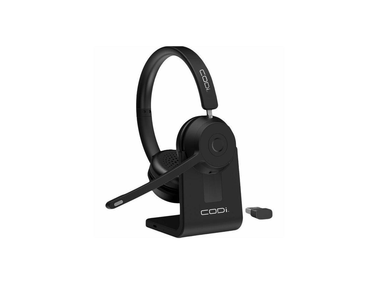 CODi Bluetooth Wireless Dual Ear Stereo Headset W/ Enc Microphone - Stereo - Wireless - Bluetooth - Over-The-Head - Binaural - Supra-Aural - Noise Cancelling Microphone - Noise Canceling - Black