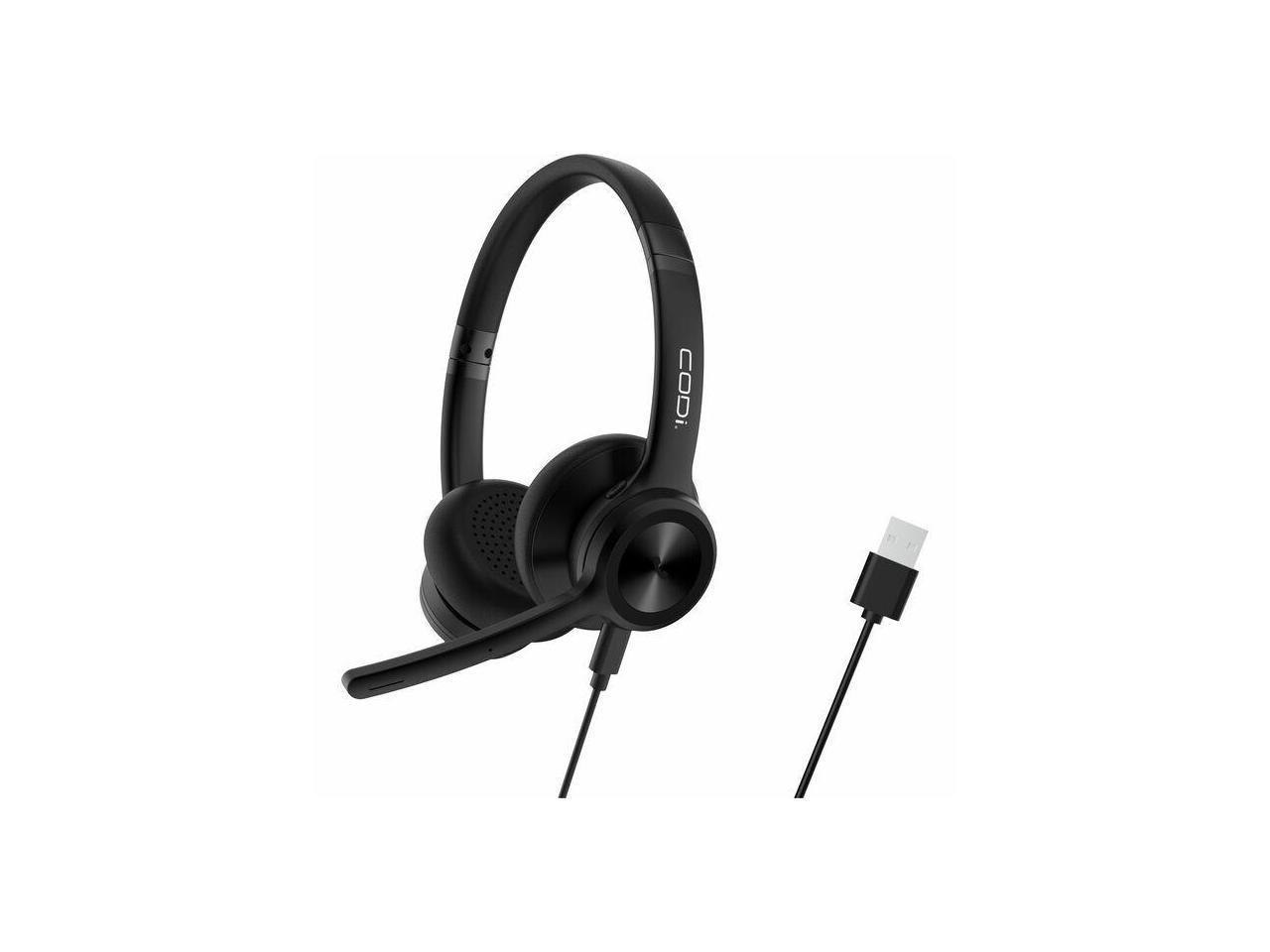 CODi Claro Wired Stereo Dual Ear Headset W/ Ai Enc Microphone - Stereo - Usb Type C - Wired - Over-The-Head - Binaural - Supra-Aural - Noise Cancelling Microphone - Black