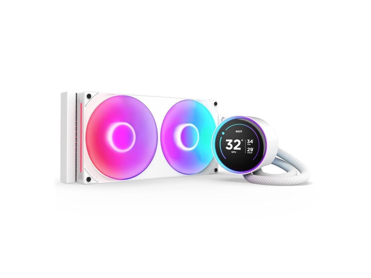 NZXT Kraken Elite RGB 280 White Aio Liquid Cooler With Ips LCD & Static Pressure Fans Intel Socket Lga 1851