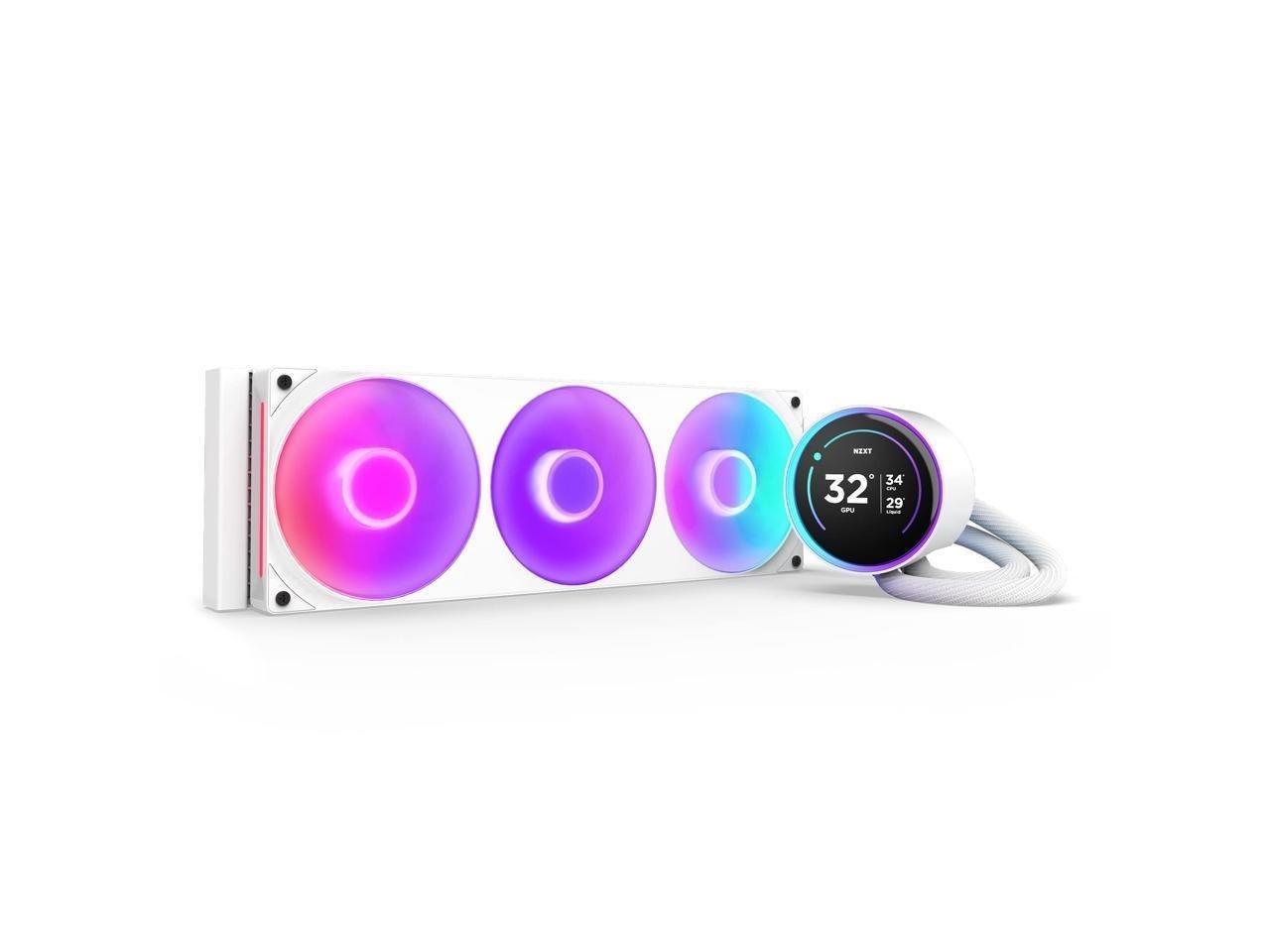 NZXT Kraken Elite RGB 360 White Aio Liquid Cooler With Ips LCD & Static Pressure Fans Intel Socket Lga 1851