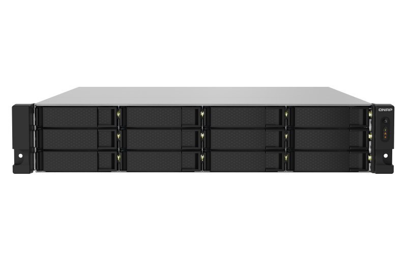 Qnap 12-Bay Nas (No Disk), Alpine QC 1.7GHz, 4GB, 2.5GbE(2), 10GbE SFP+(2), 2U, 3YR WTY