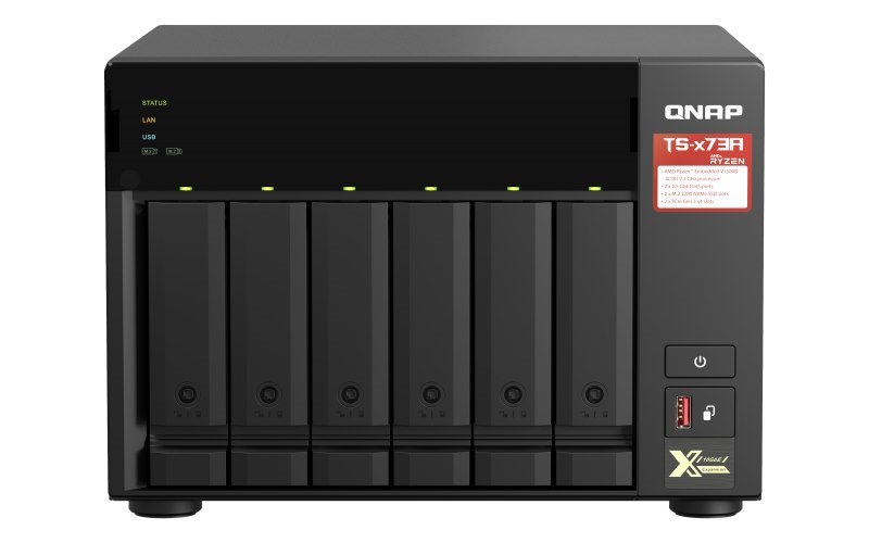 Qnap 6-Bay Nas (No Disk), Amd QC 2.2GHz, 8GB, 2.5GbE(2), M.2(2), TWR, 3YR WTY