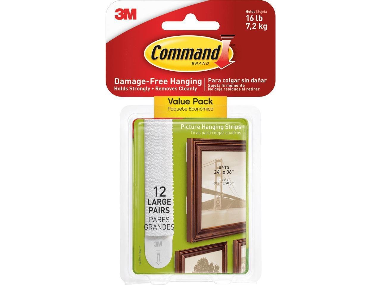 3M 17206-12Es Command(Tm) Large Picture Hanging Strips, Single