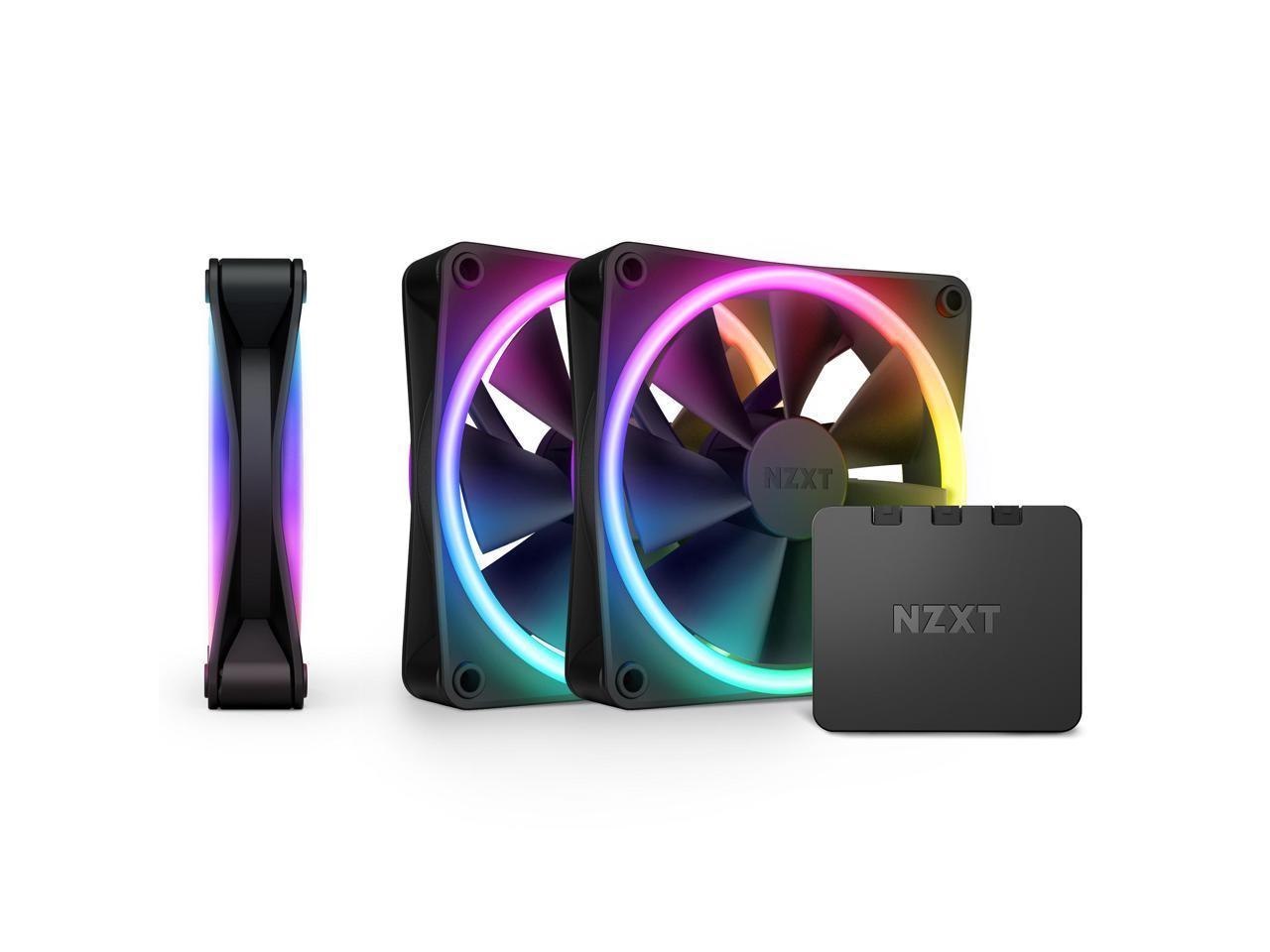 NZXT F120RGB Duo - 120MM Dual-Sided RGB Fan - Triple Pack (Black) W/RGB Controller