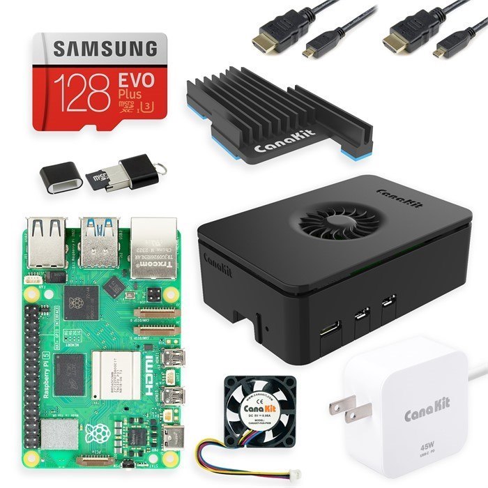 Raspberry Pi 5 - 128GB SD Card - 8GBRAM - Kit - Black
