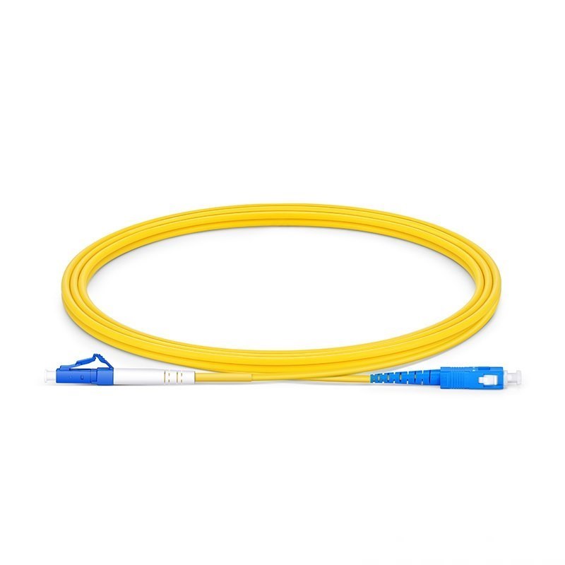 2m (7ft) Fiber Patch Cable, 1 Fiber, LC UPC Simplex to SC UPC Simplex, Single Mode (OS2), Riser (OFNR), 2.0mm, Tight-Buffered, Yellow