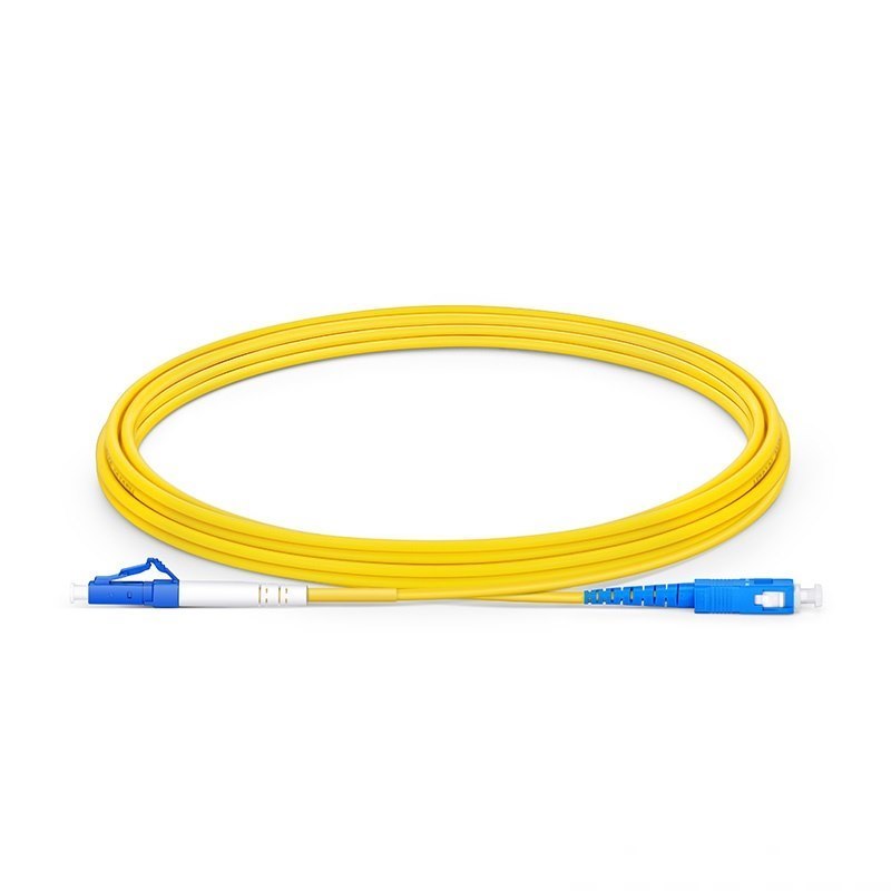 3m (10ft) Fiber Patch Cable, 1 Fiber, LC UPC Simplex to SC UPC Simplex, Single Mode (OS2), Riser (OFNR), 2.0mm, Tight-Buffered, Yellow