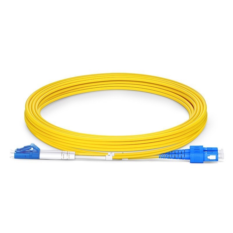 3m (10ft) Fiber Patch Cable, 2 Fibers, LC UPC Duplex to SC UPC Duplex, Single Mode (OS2), Riser (OFNR), 2.0mm, Tight-Buffered, Yellow