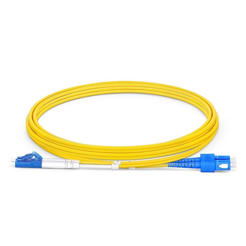 2m (7ft) Fiber Patch Cable, 2 Fibers, LC UPC Duplex to SC UPC Duplex, Single Mode (OS2), Riser (OFNR), 2.0mm, Tight-Buffered, Yellow