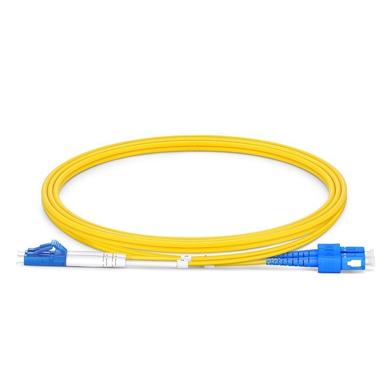 1m (3ft) Fiber Patch Cable, 2 Fibers, LC UPC Duplex to SC UPC Duplex, Single Mode (OS2), Riser (OFNR), 2.0mm, Tight-Buffered, Yellow