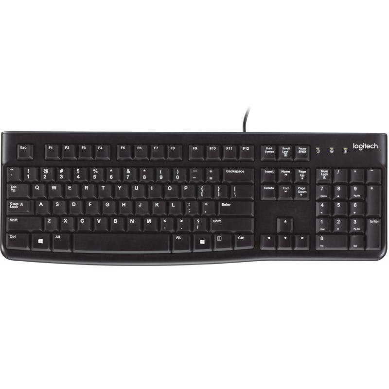 Logitech K120 Keyboard - Cable Connectivity - USB Interface - Black
