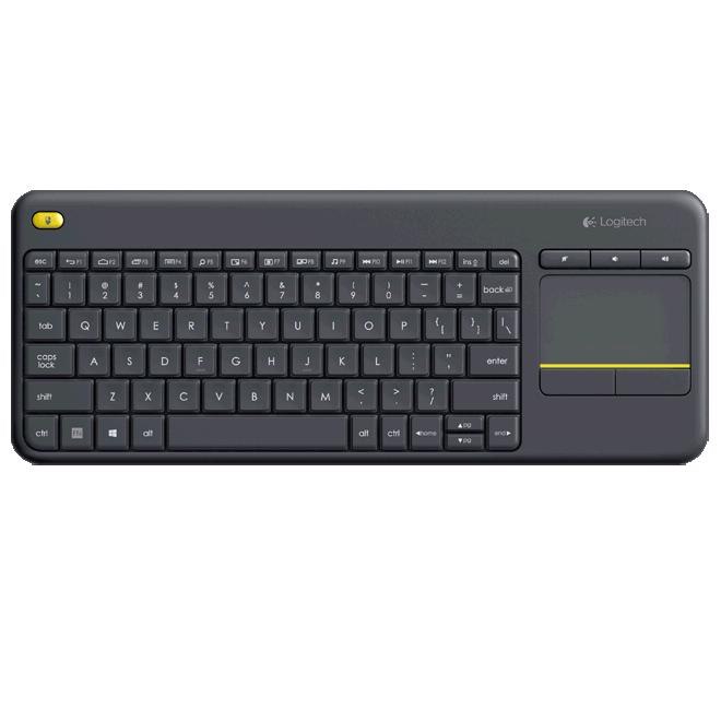 Logitech K400 Plus Keyboard - Wireless Connectivity - USB Interface - TouchPad - QWERTY Layout - Black