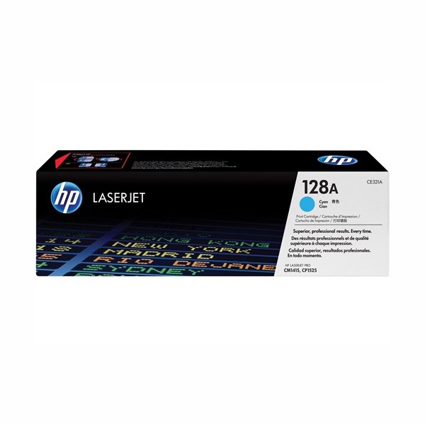 HP 128A (CE321A) Original Standard Yield Laser Toner Cartridge - Single Pack - Cyan - 1 Each