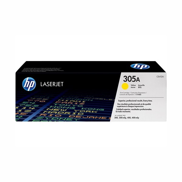 HP 305A (CE412A) Original Standard Yield Laser Toner Cartridge - Single Pack - Yellow - 1 Each