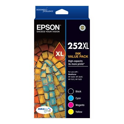 Epson DURABrite Ultra 252XL Original High Yield Inkjet Ink Cartridge - Value Pack - Black, Cyan, Magenta, Yellow - 4 / Pack