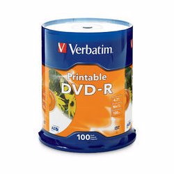 Verbatim DVD Recordable Media - DVD-R - 16x - 4.70 GB - 100 / Pack