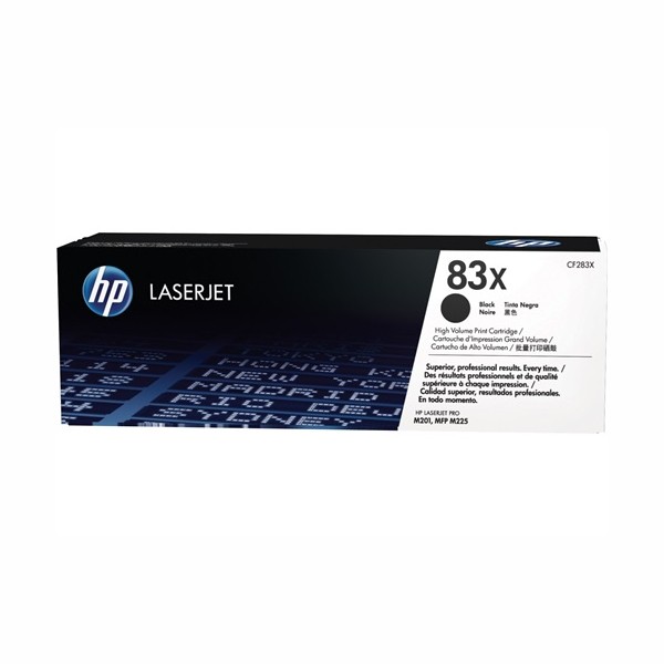 HP 83X (CF283X) Original High Yield Laser Toner Cartridge - Single Pack - Black - 1 Each