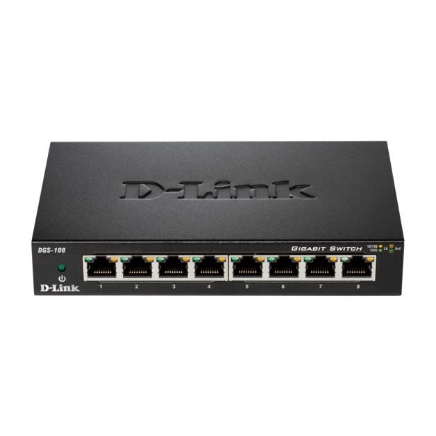 D-Link DGS-108 8 Ports Ethernet Switch - 10/100/1000Base-T