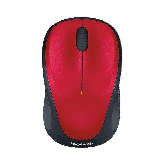 Logitech M235 Mouse - Radio Frequency - USB - Optical - Red