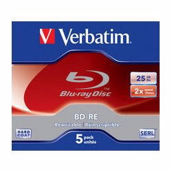 Verbatim 43615 Blu-ray Rewritable Media - BD-RE - 2x - 25 GB - 5