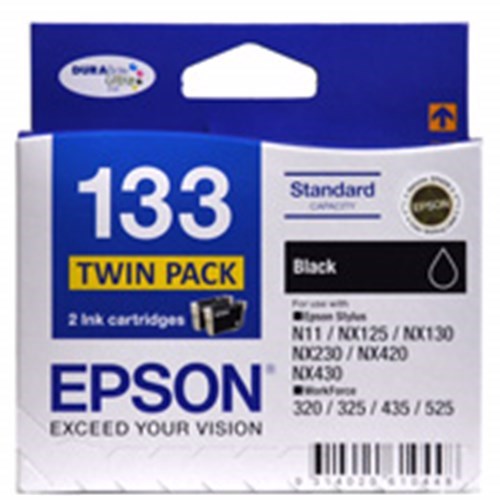 Epson DURABrite 133 Original Inkjet Ink Cartridge - Black - 2 Pack