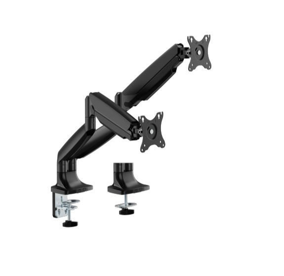 Brateck LDT82-C024-BK Dual Screen Heavy-Duty Gas Spring Monitor Arm For Most 17'~35' Monitors, Matte Black(New)