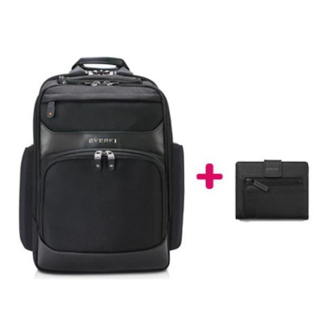 Everki Onyx Premium Travel Friendly Laptop Backpack Up To 15.6" + Rfid Slim Wallet With 8 card-Slots, Bill-Holder And Coin-Pouch Bundle