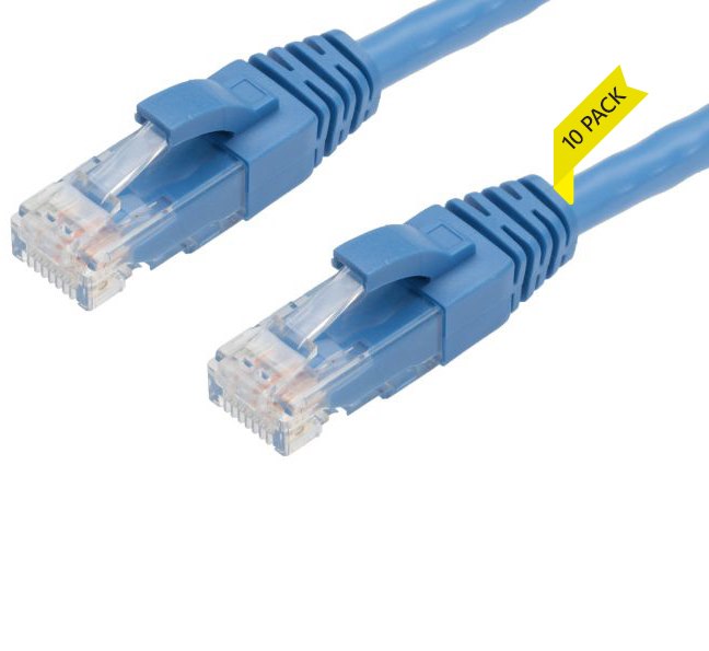 4Cabling 1M Cat6 RJ45-RJ45 Pack Of 10 Ethernet Network Cable. Blue