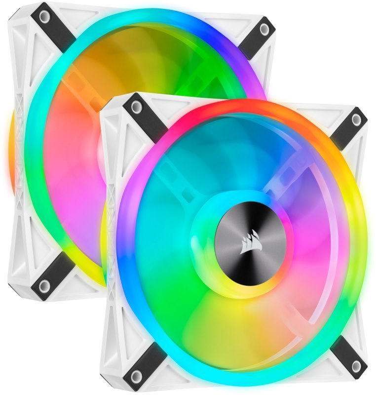 Corsair White QL140 RGB, 140MM RGB Led Fan, Dual Pack With Lighting Node Core