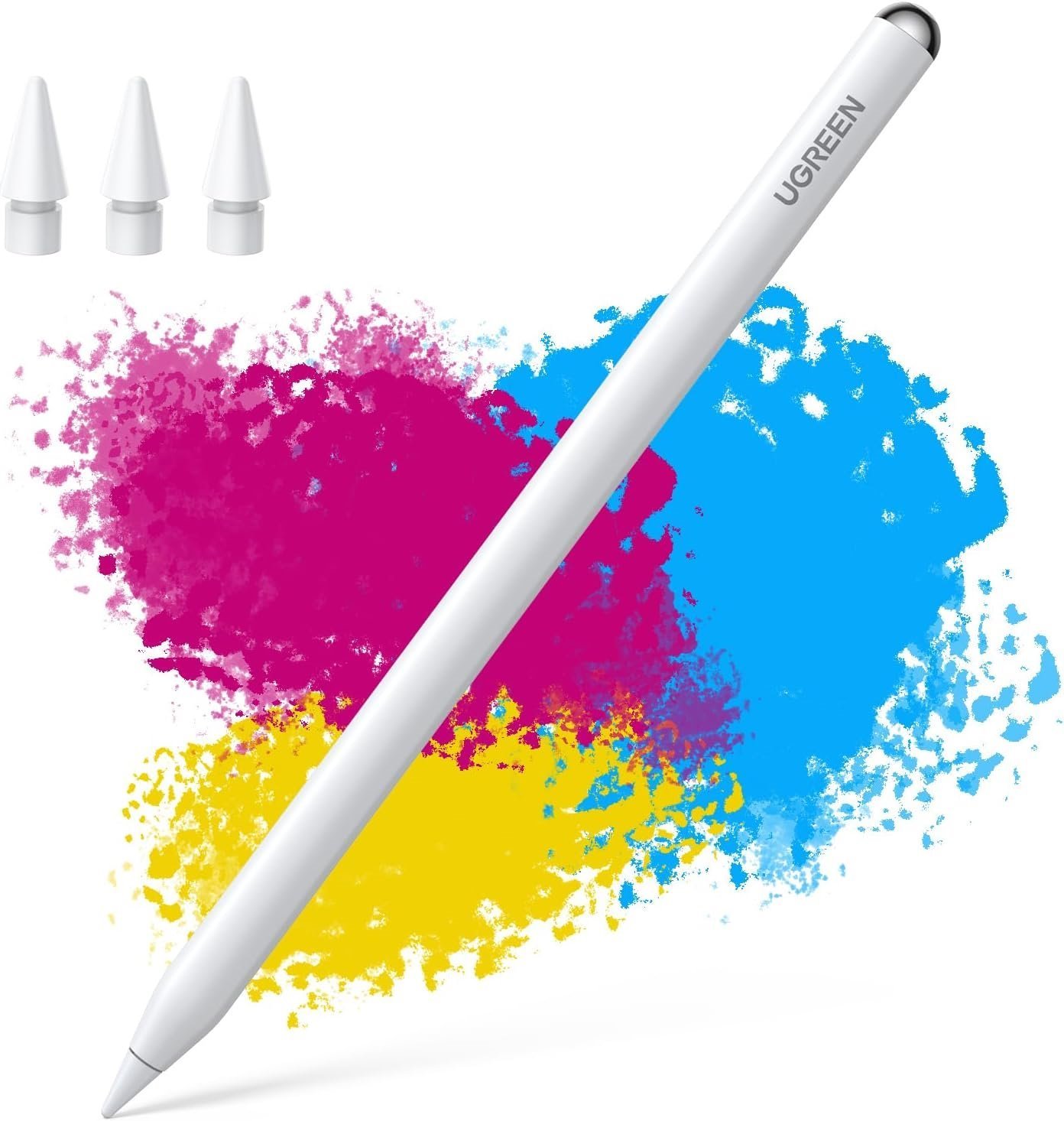 UGREEN Stylus Pencil 2nd Generation, Magnetic Wireless Charging, Perfect Precision for Note-Taking, Drawing, Compatible with iPad Air 3/4/5/6 12.9'', iPad Pro 11", White