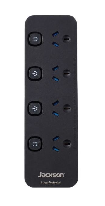 Jackson Switched 4 Outlet Surge Protected Powerboard