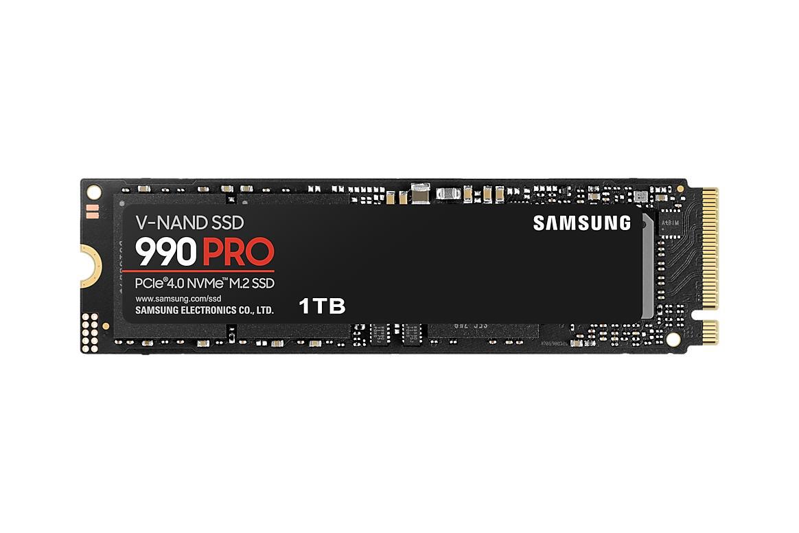 Samsung 990 Pro 1TB, 3-Bit MLC V-Nand, M.2 (2280), NVMe 2.0, R/W(Max) 7,450MB/s/6,900MB/s, 1,200K/1,550K Iops, 600TBW, 5 Years Warranty