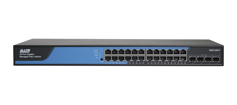 Alloy 28 Port Layer 3 Lite Managed PoE+ Switch With 24X 10/100/1000Mbps Ports + 4X 100M/1000M/10Gb SFP Ports