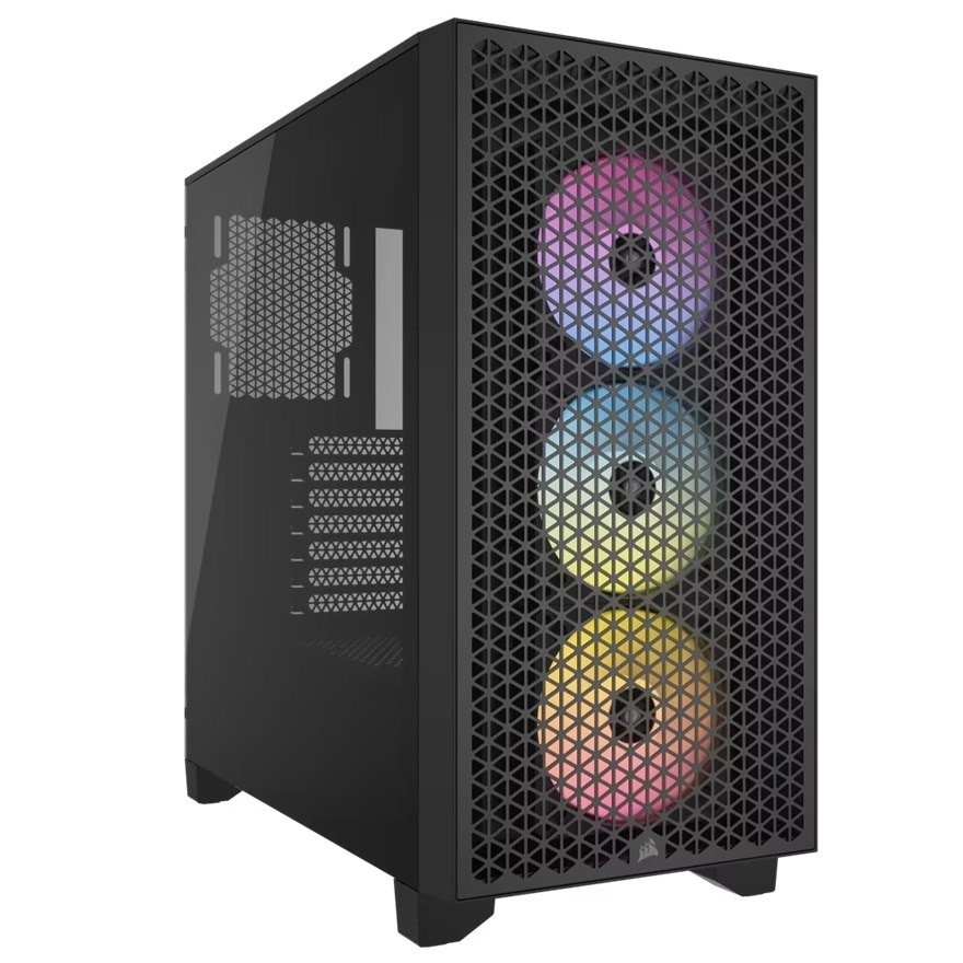 Corsair Carbide Series 3000D RGB Solid Steel Front Atx Tempered Glass Black, 3X Ar120 RGB Fans & Adapter Pre-Installed. Usb 3.0 X 2, Audio I/O. Case