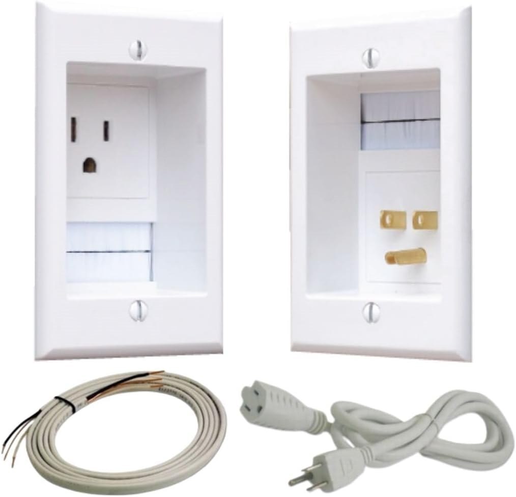 PowerBridge ONE-PRO-6 Single-Outlet Professional Grade Recessed In-Wall Cable Management System for Wall-Mounted Flat Screen LED, LCD, and Plasma TV’s