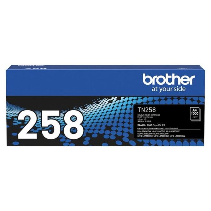 Brother TN-258BK Black Toner Cartridge, Up TP 1000 Pages