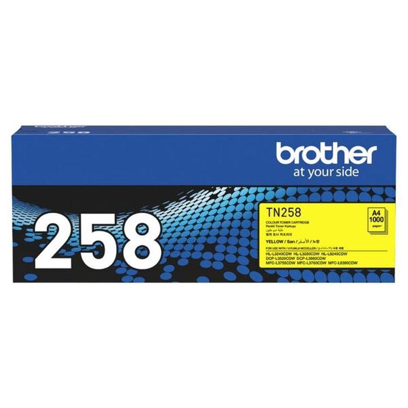 Brother TN-258Y Yellow Toner Cartridge, Up TP 1000 Pages