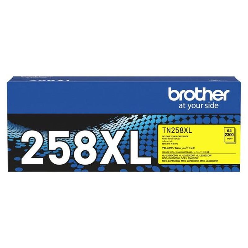 Brother TN-258XLY Yellow High Yield Toner Cartridge, Up To 2300 Pages