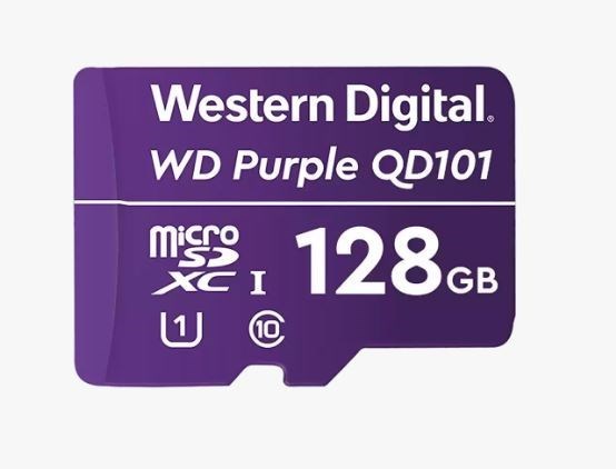 SanDisk Western Digital WD Purple 128GB MicroSDXC Card 24/7 -25°C To 85°C Weather Humidity Resistant For Surveillance Ip Cameras mDVRs NVR Dash