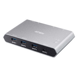 Aten Sharing Switch Gen2 2X4 Usb-C, 2X PC, 4X Usb 3.2 Gen2 Ports (1X Usb-C), Power Passthrough, Osx & Windows Compatible, Plug And Play