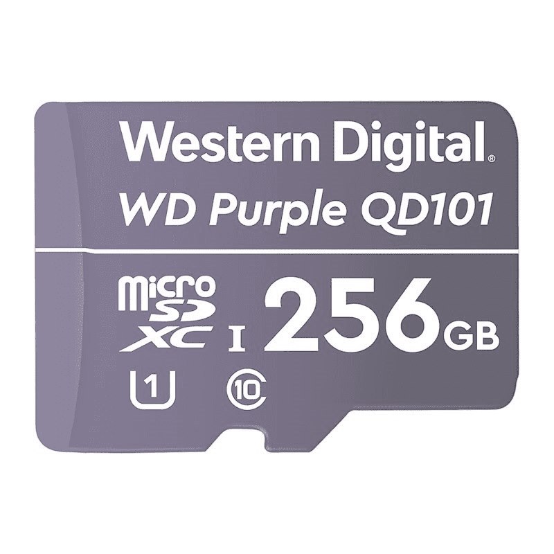 SanDisk Western Digital WD Purple 256GB MicroSDXC Card 24/7 -25°C To 85°C Weather & Humidity Resistant For Surveillance Ip Cameras mDVRs NVR Dash Cams Drones