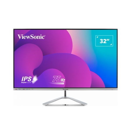 ViewSonic 32' Office Professional Stylish Elegant & Ultra Thin Bezel, SuperClear Ips 4MS, FHD, Hdmi, DP, Vga, Speakers, Low Energy 26W, V100, Monitor