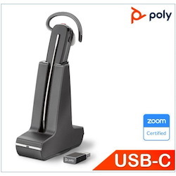 Poly Plantronics/Poly Savi 8245 Uc,Dect Headset, Usb-C, Convertible,Wireless, Unlimited Talk Time, Crystal-Clear Audio, Anc, One-Touch control,SoundGuard