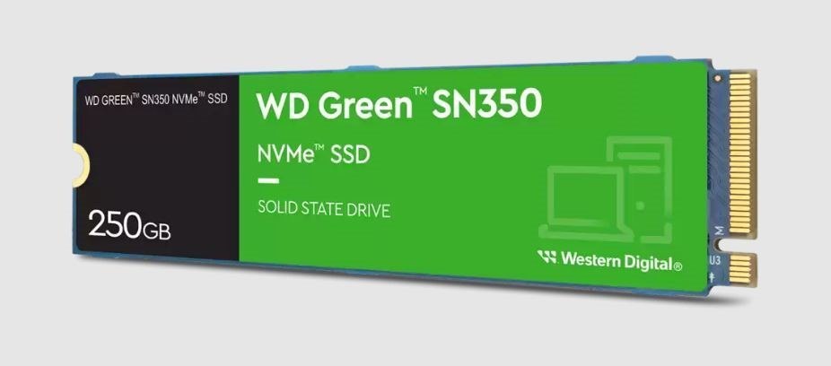 SanDisk Western Digital WD Green SN350 250GB M.2 NVMe SSD PCIe 3.0X4 2400MB/s 1500MB/s R/W 300K/300K Iops 40TBW 1M HRS MTTF 3Y WTY (WDS250G2G0C)