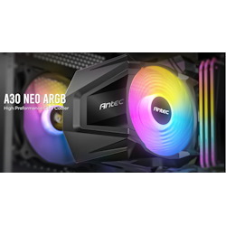 Antec A30 Neo Argb Cpu Air Cooler With 800 - 2000 RPM. 43.82 CFM Max, 23.2 Db(A) 4 Pin PWM Led 3 Pin. Performance Cpu Cooler. TDP 125W. Intel Amd